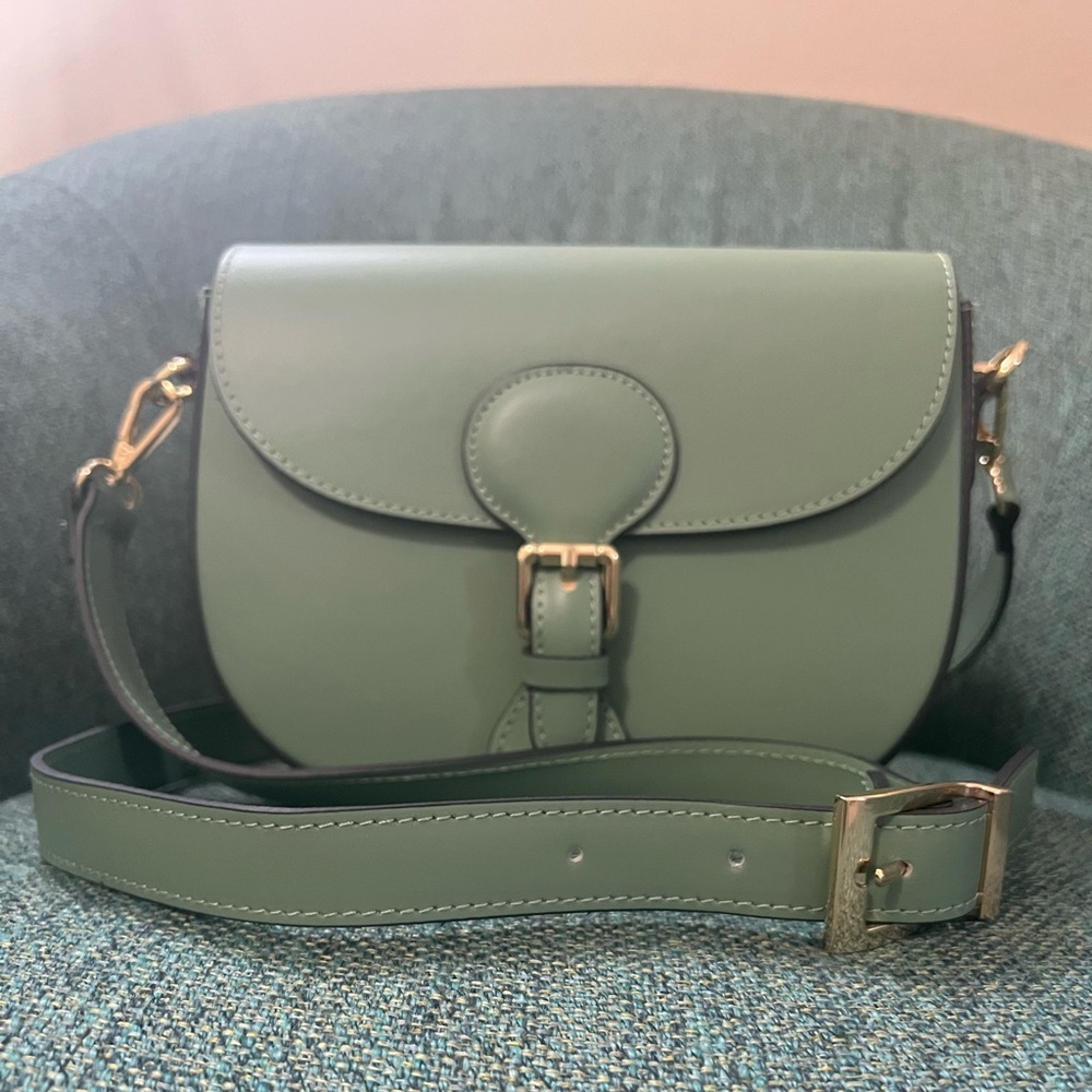 Green Italian Leather Crossbody Bag